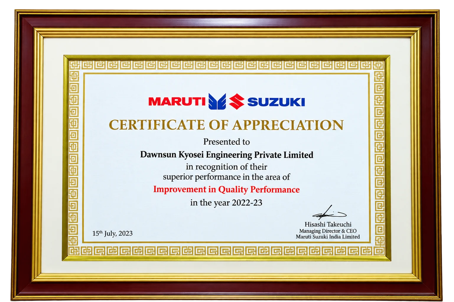Certificate of Appreciation